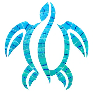 Artistry In Mosaics Fusion Islander Turtle Porcelain Pool Design 19" x 18"